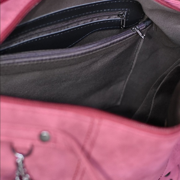 BLACK Faux Suede Studded Bag - Picture 7 of 7